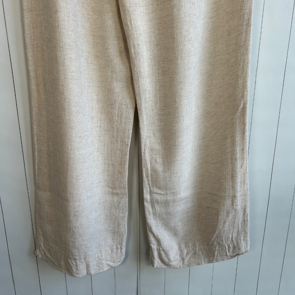Abercrombie & Fitch women size 8L linen blend pant wide leg curve love beige - Picture 8 of 12